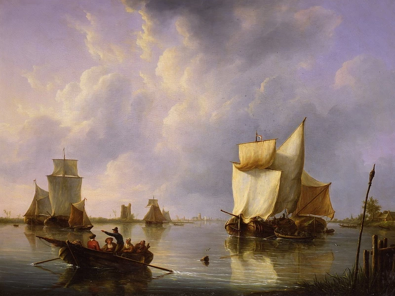 1770-Martinus Schouman - Vista sul fiume vicino a Dordrecht con l'Huis te Merwede sullo sfondo - Museo di Dordrechts